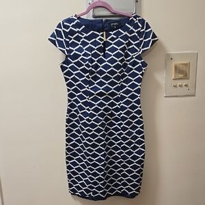 George Navy and White Geometric Dress